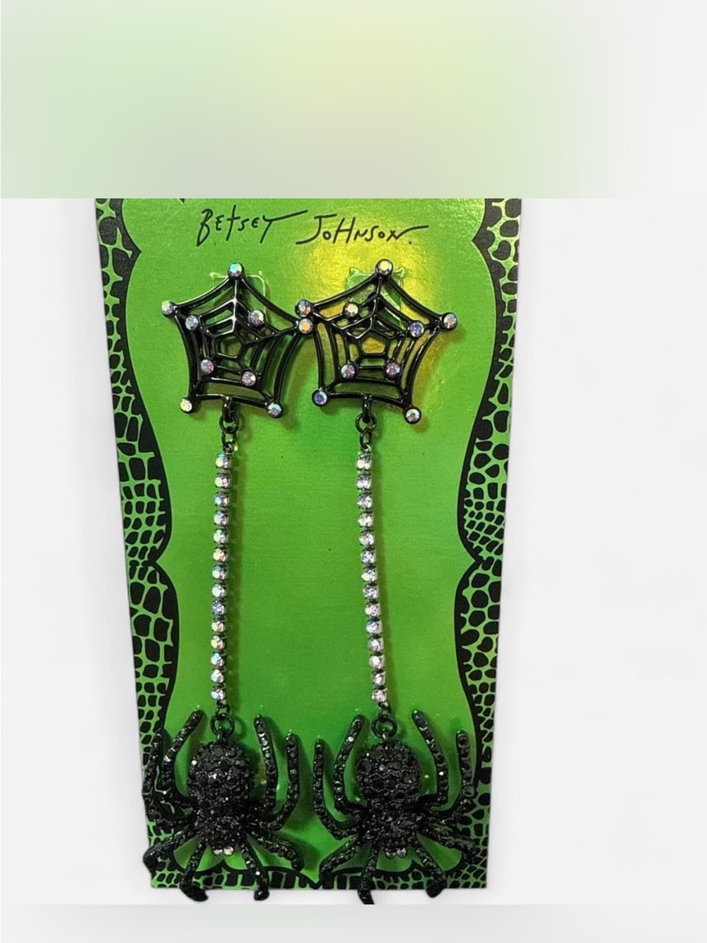 Betsey Johnson Black Spider Web Dangle Earrings for Kids
